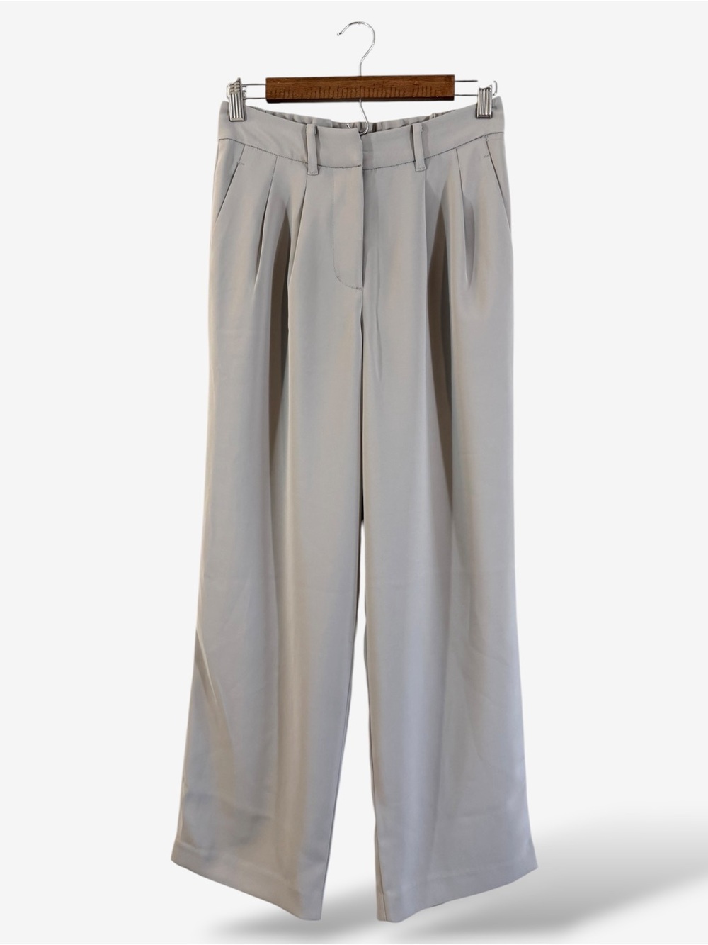 Quince Stretch Crepe Pleated Wide Leg Pants Size 2 Coastal Grey Preppy Office